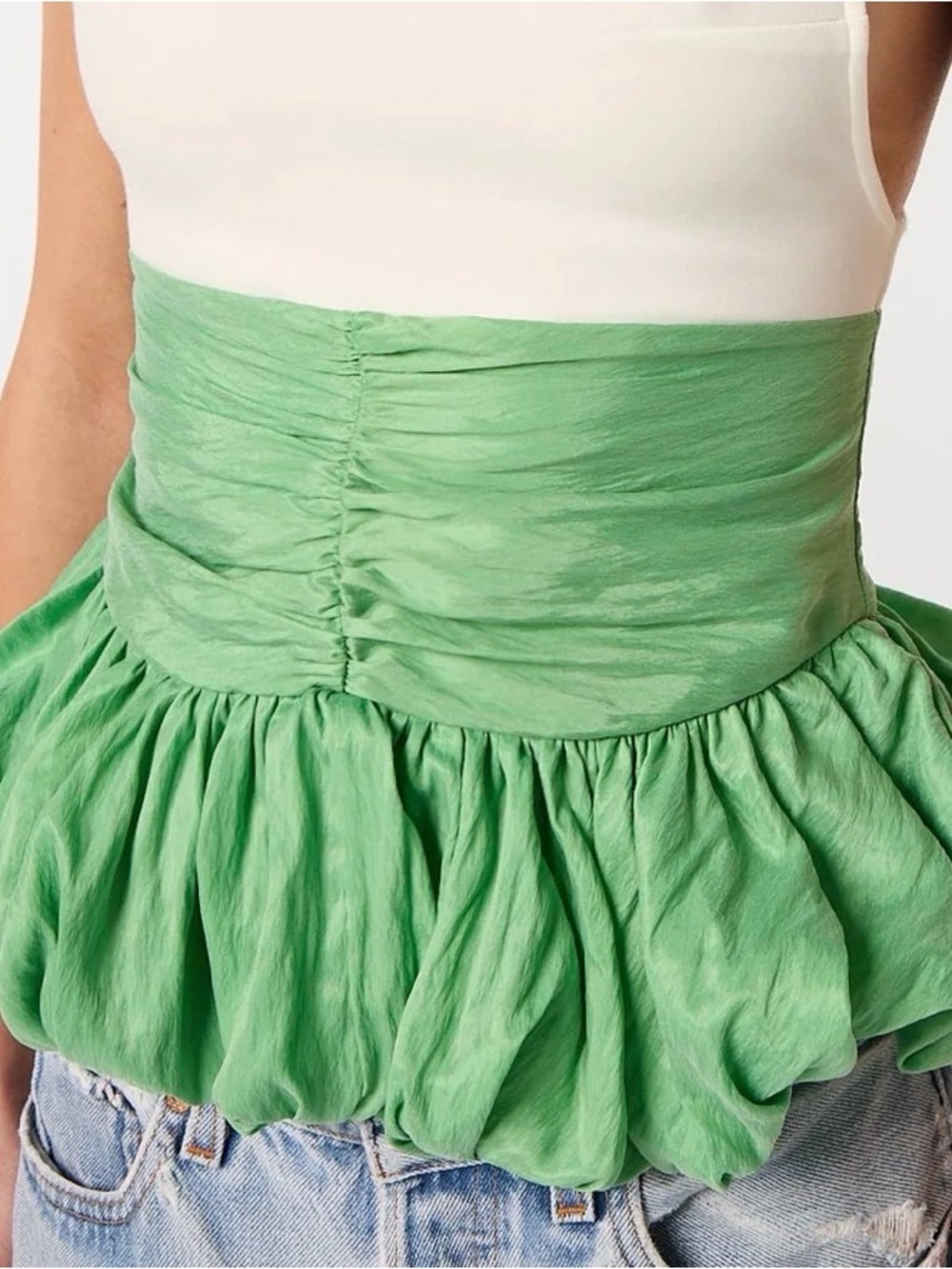 The Line by K ARDEN
White Green Two Tone Peplum Top - Picture 4 of 7